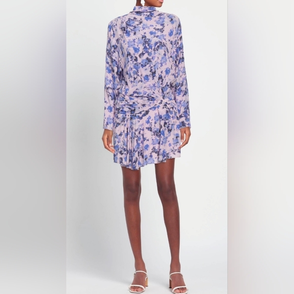 Isabel Marant Robe Fergie Silk Asymmetric Floral Dress Blue Size 40 - Picture 3 of 17